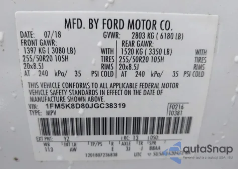 2018 Ford Explorer Xlt from USA, damaged, VIN 1FM5K8D80JGC38319